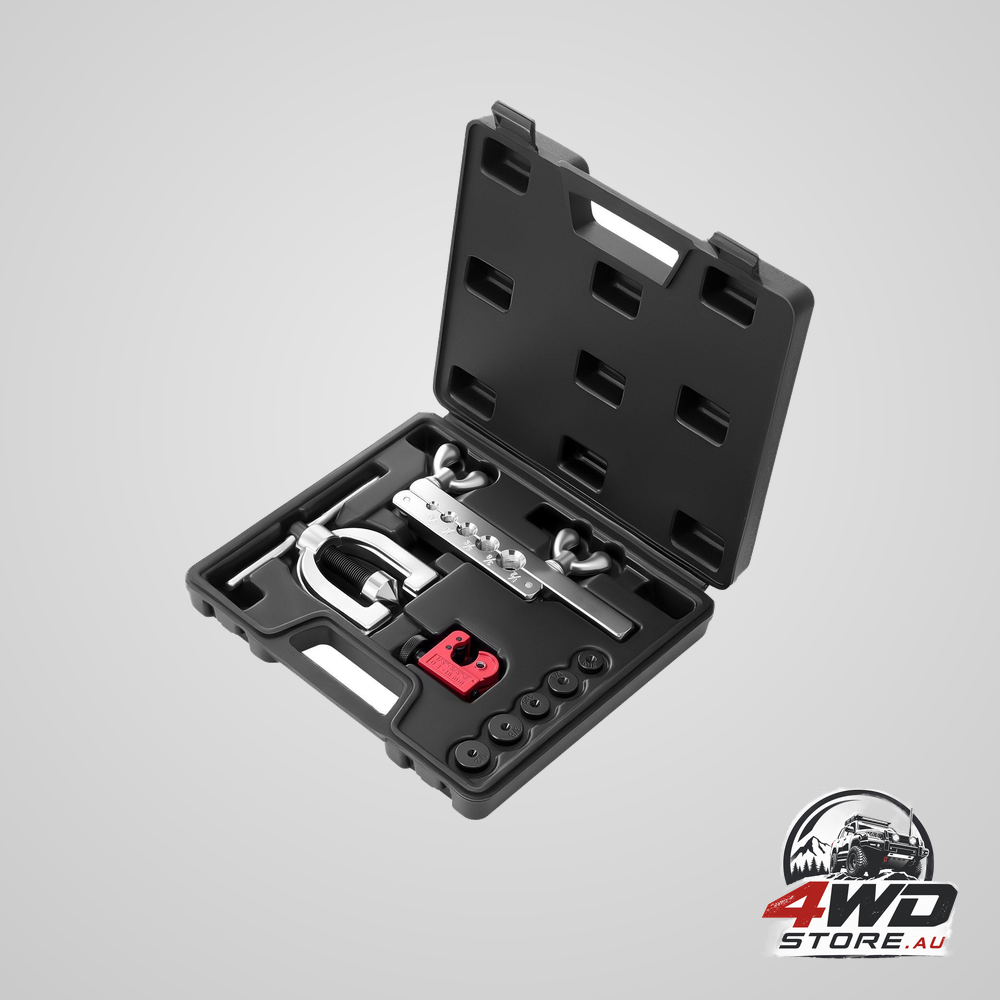 Brake line repair kit with 45 degree flaring tool, 7.6m copper coated line and fittings