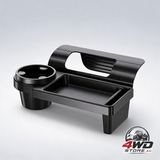 Universal car window organiser with cup holder and phone tray for door side storage