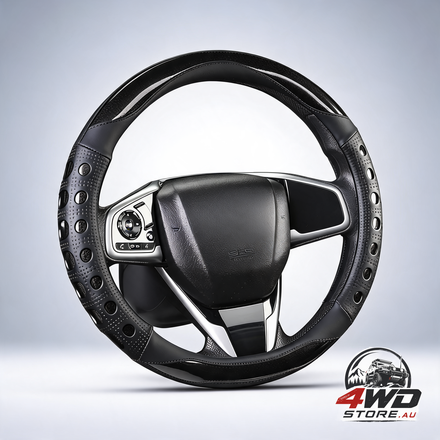 PU leather car steering wheel cover with non-slip grip, universal 14.5-15 inch