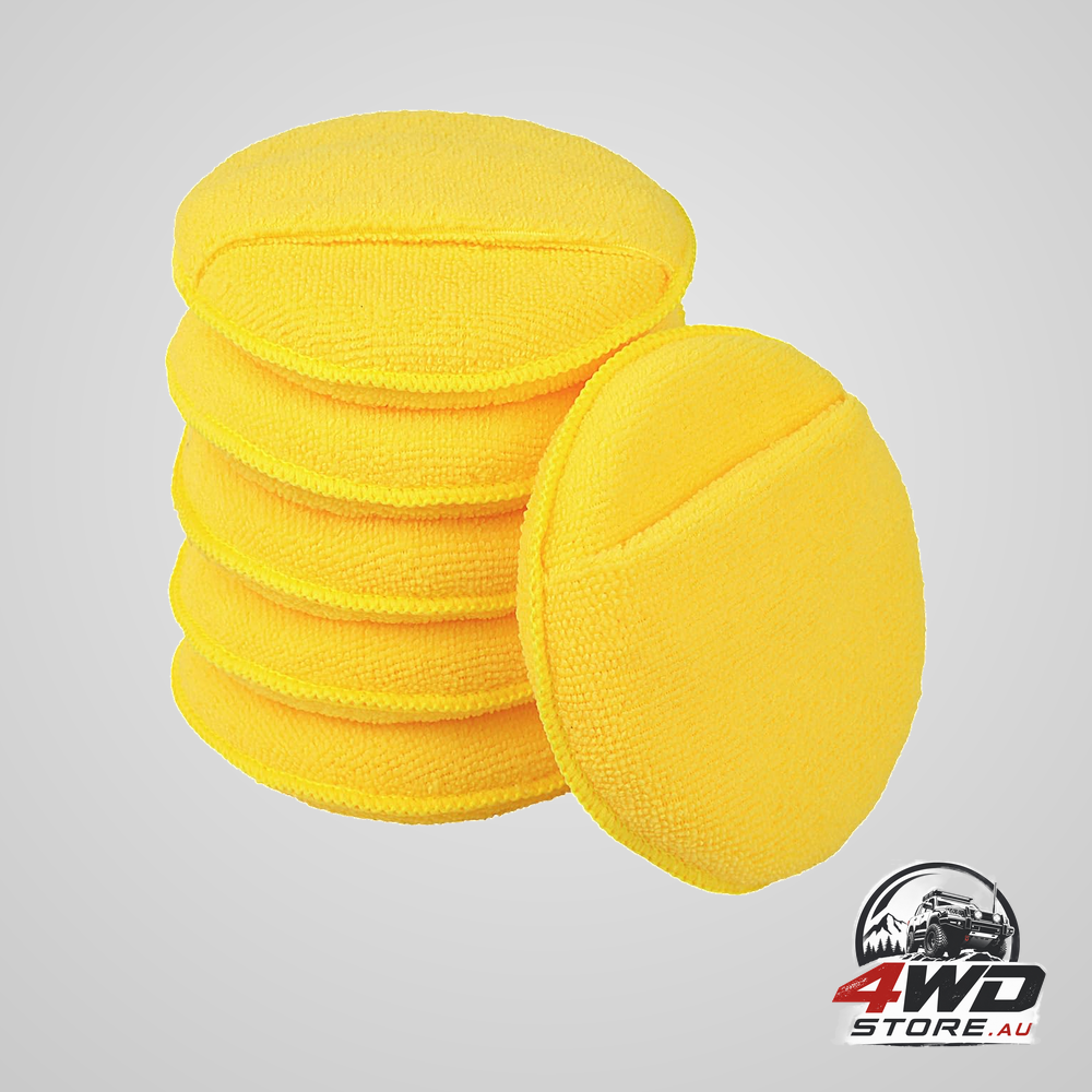 Microfibre wax applicator pads with finger pocket, 5 inch 6 pack, yellow
