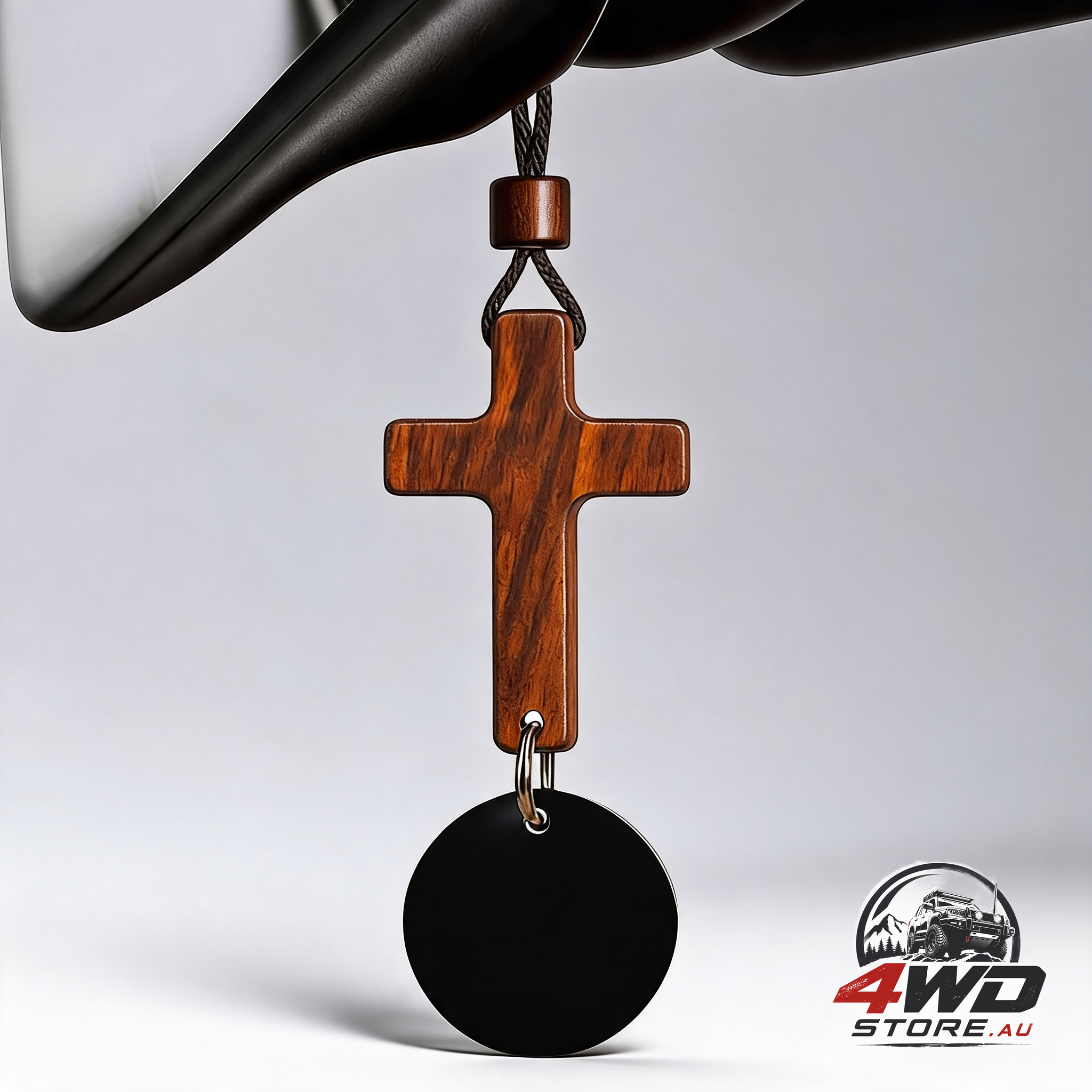 Daily Bible verse rearview mirror cross ornament with I am with you always medallion