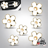 6 piece white daisy flower car air vent clips air freshener for interior decoration