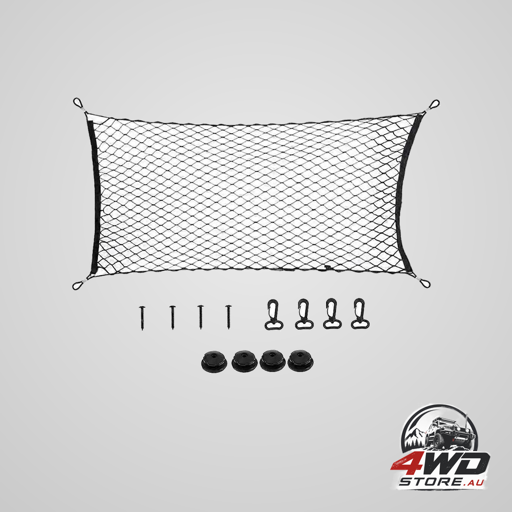 Universal car trunk storage net for luggage, SUV and truck, black
