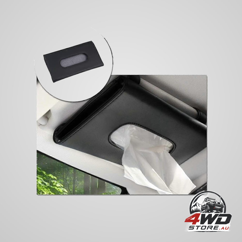 Car visor tissue box, PU leather backseat sun visor tissue holder, black