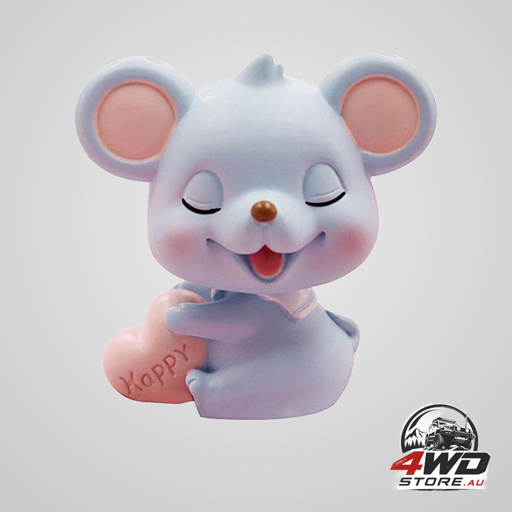 Resin cartoon nodding mouse car dashboard ornament, blue