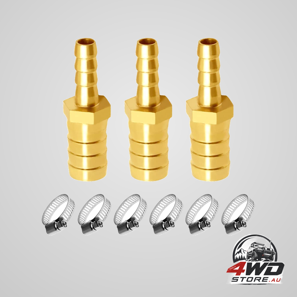 Brass hose barb reducer 3/8 to 5/16 inch fitting for air, water and fuel, pack of 3