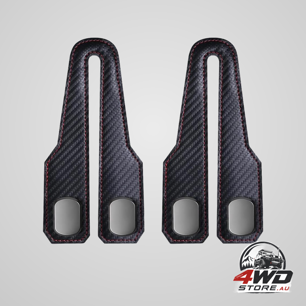 Car seat back double hook, leather and alloy storage hook for bags, carbon fibre, 2 pcs