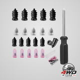 Tyre repair nails kit with 2 sizes, 20 screw in plugs, box and screwdriver