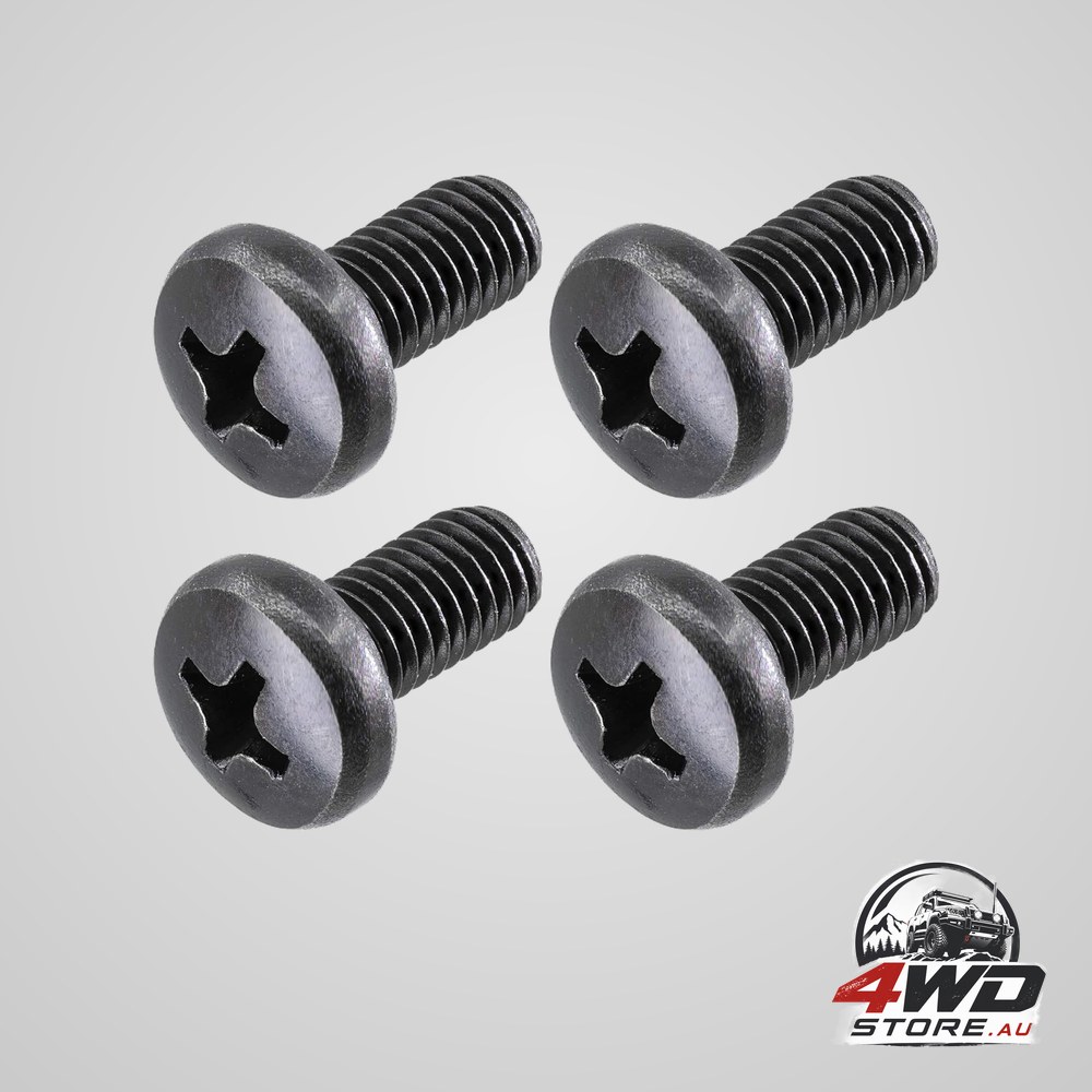 Black license plate screws for Audi and VW, stainless steel M6-1.0 x 12 mm, pack of 4