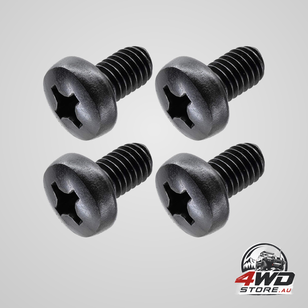 Black license plate screws for BMW and Tesla, stainless steel M5-0.8 x 6 mm, pack of 4
