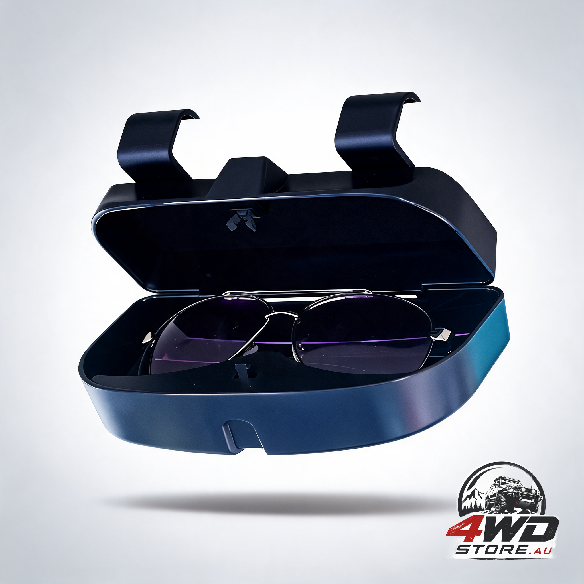 Universal car sun visor sunglasses case with no-damage install for eyewear storage