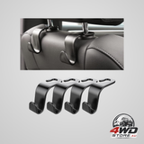 4-pack heavy-duty car headrest hooks, universal seat back organisers for bags and coats