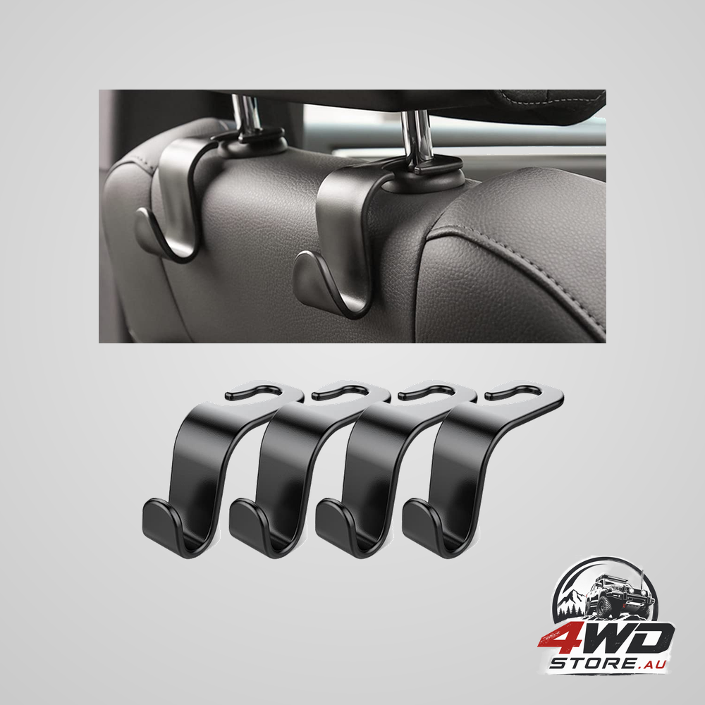 4-pack heavy-duty car headrest hooks, universal seat back organisers for bags and coats