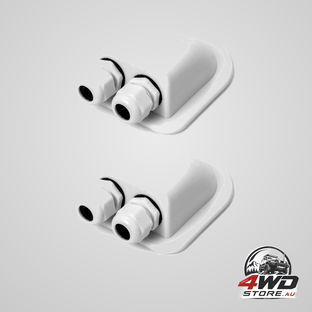 2 pcs IP68 waterproof ABS solar double cable entry gland for RV, caravan and marine, white