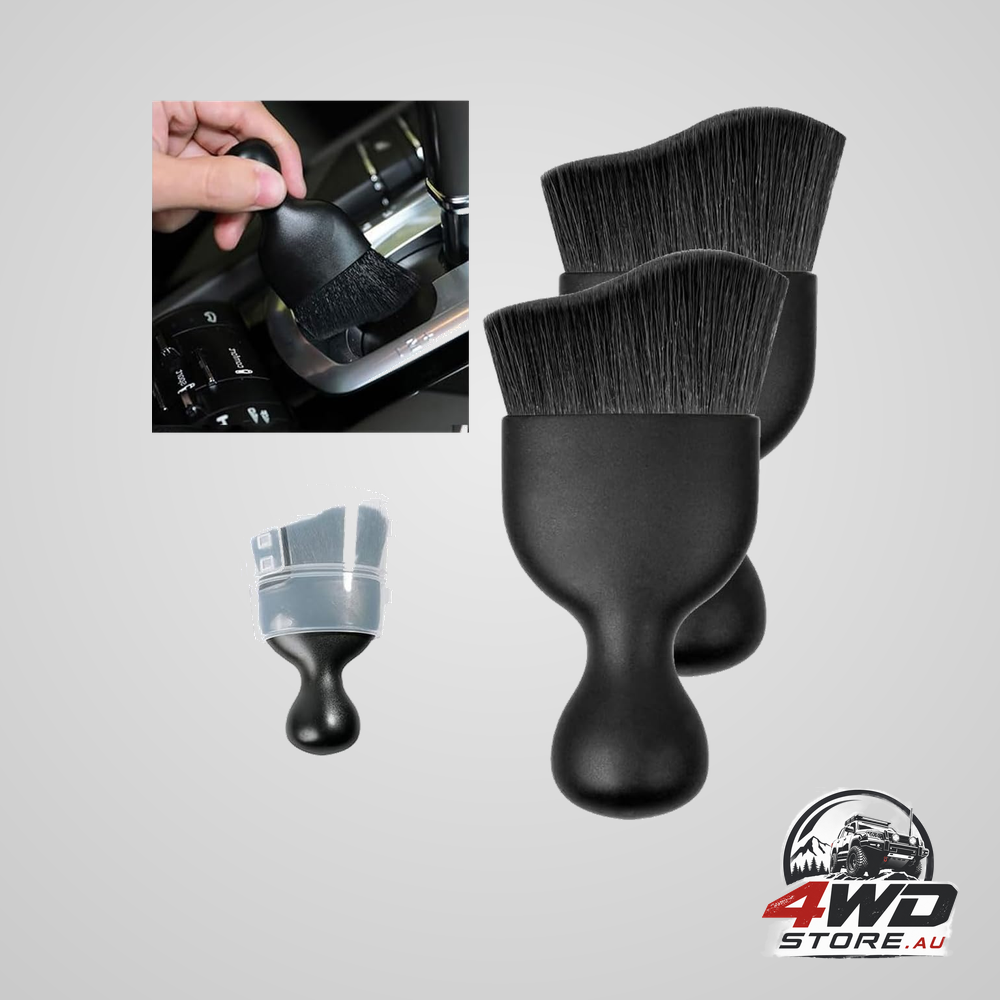 Car interior detailing brush 2-pack with curved soft bristle for dashboard and vents, black