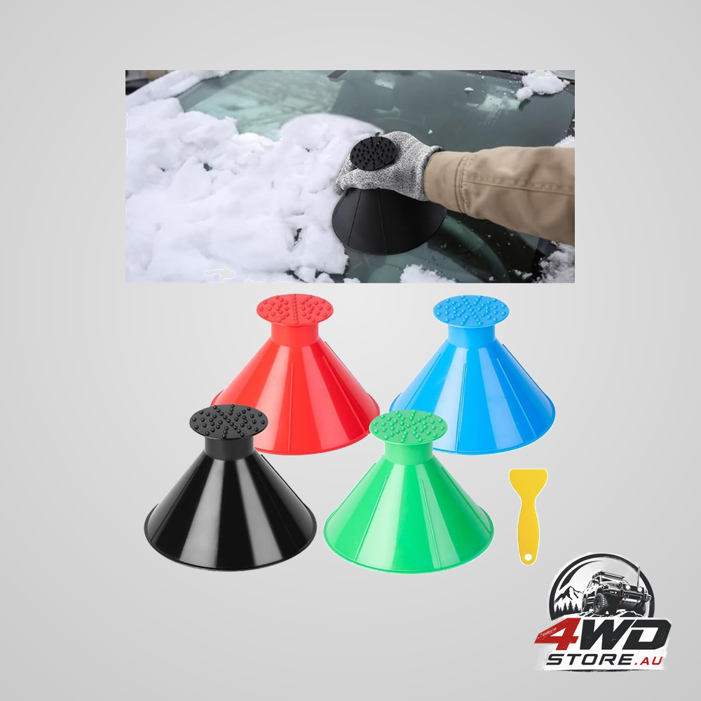 4 pcs cone-shaped magical ice scrapers with funnel for car windshield snow removal