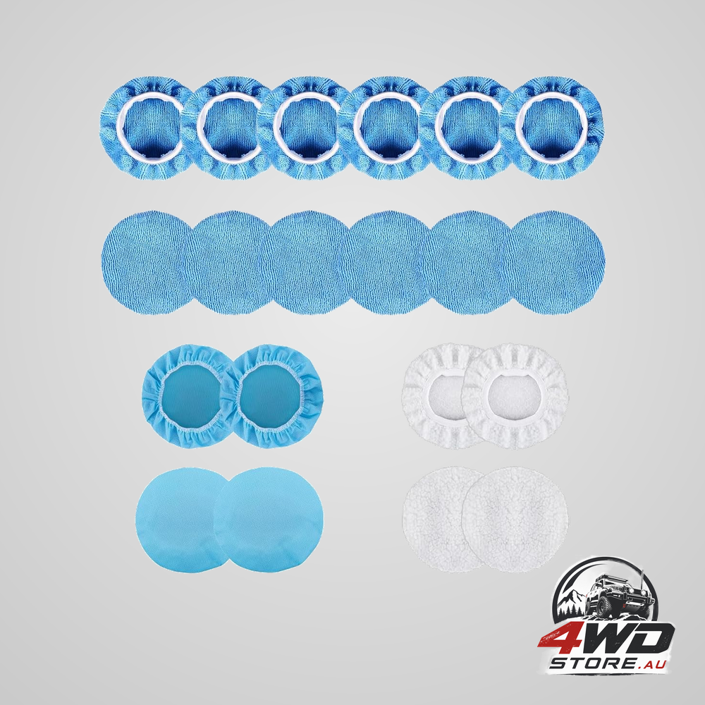20 pcs car polisher pad bonnets, 7 to 8 inch orbital buffer bonnets with microfibre and wool