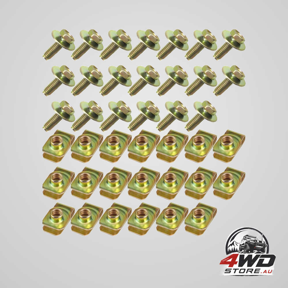 40 pcs car body bolts M6-1.0 and extruded U-nut clips kit for bumper and splash shield