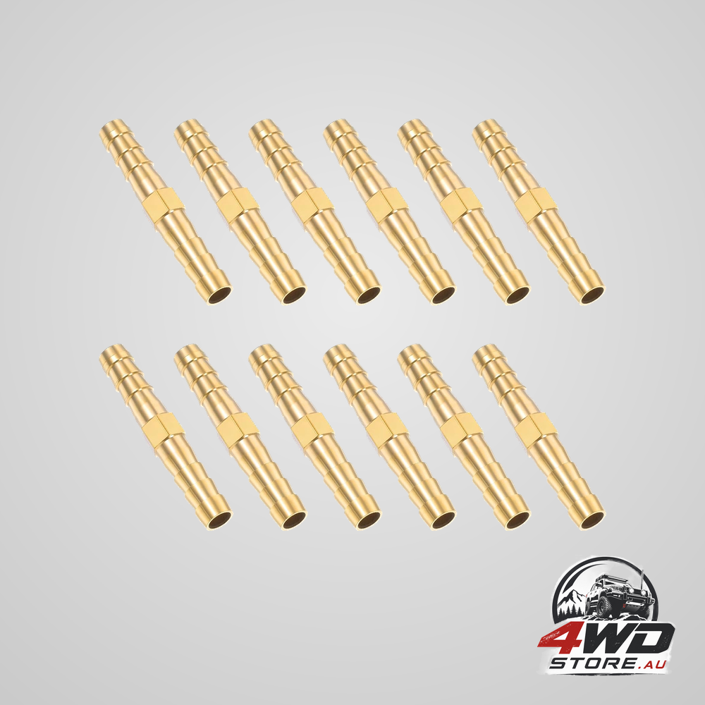 12 pcs 1/4 inch brass hose barb fittings, splicer mender connectors for water, fuel and oil