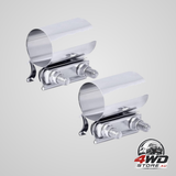 2 pcs 2.25 inch stainless steel exhaust clamp, butt joint band sleeve coupler for mufflers
