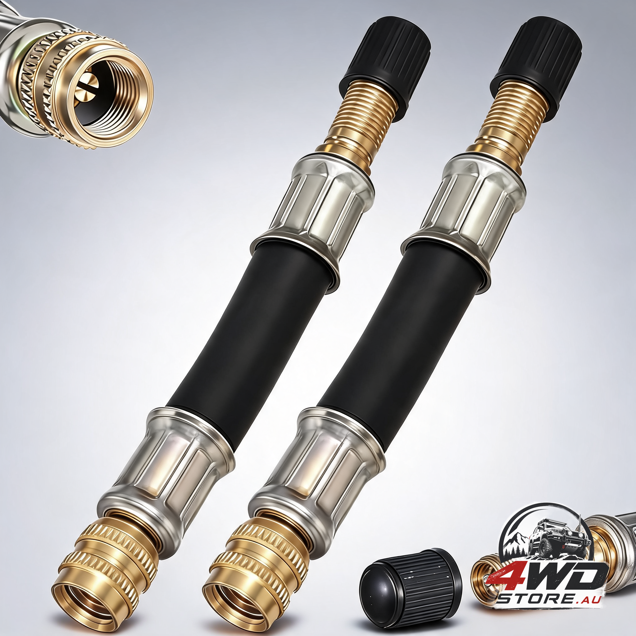 2 pcs 3.93 inch flexible brass valve stem extension adapter for car, truck, RV and bike