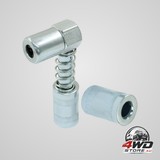 90 degree grease coupler adapter with sleeves, snaps onto grease fittings in tight spaces