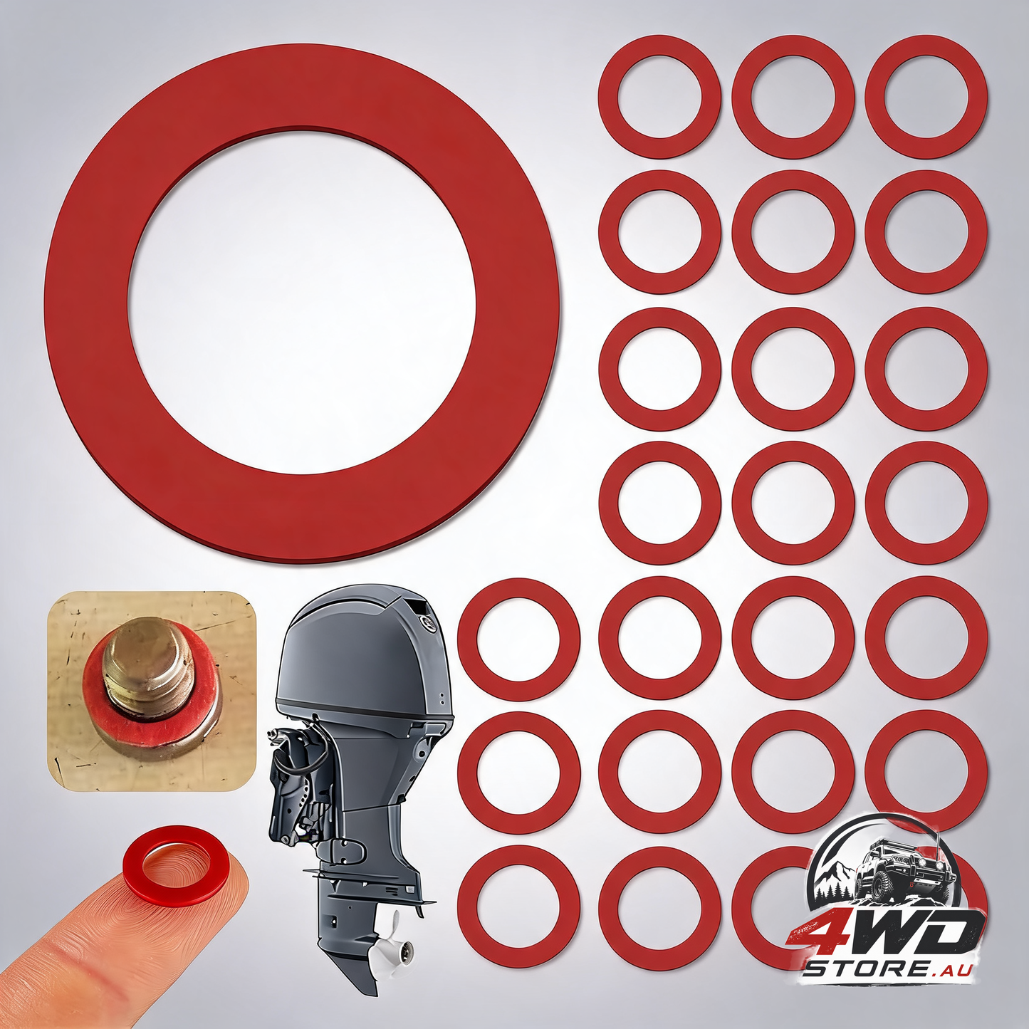 25 pcs outboard lower unit oil drain gaskets for Yamaha 4-stroke motors, 90430-08020, red