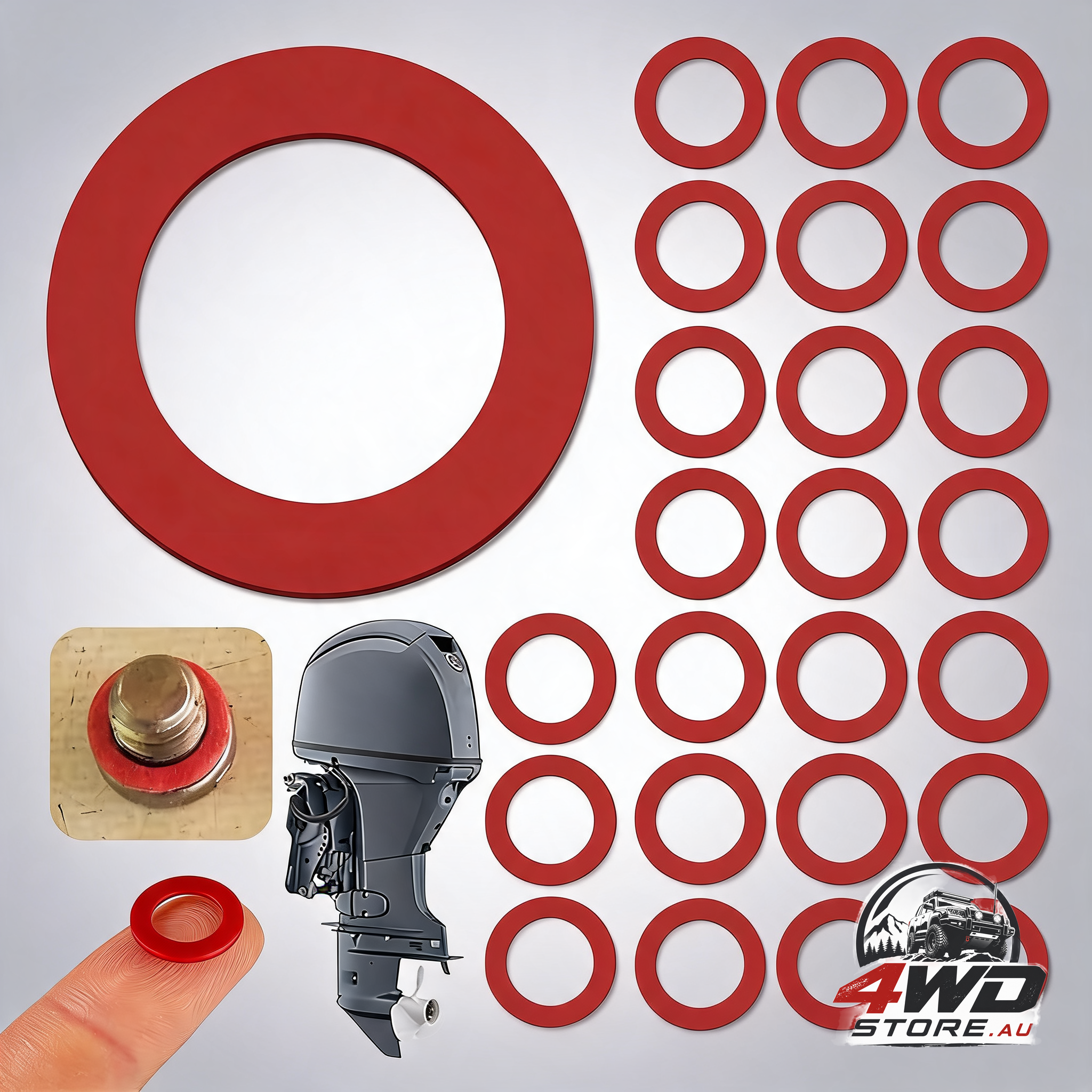25 pcs outboard lower unit oil drain gaskets for Yamaha 4-stroke motors, 90430-08020, red