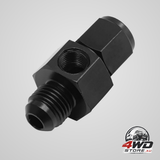6AN fuel pressure gauge take-off adapter, male flare to swivel with 1/8 NPT port, aluminium