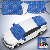 2 pcs 600D Oxford windshield cover set for ice and snow, blue snowflake, with wing mirror covers