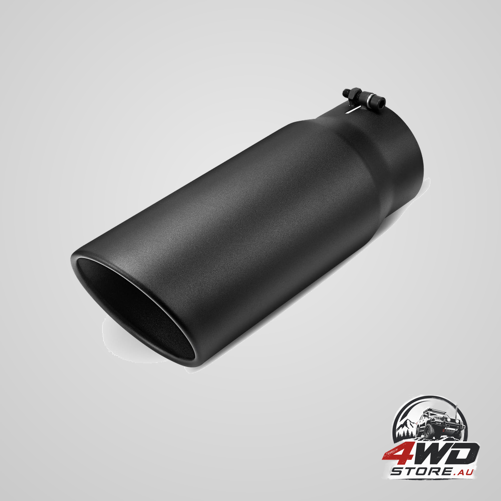 5 to 6 inch diesel exhaust tip for trucks, bolt-on black powder coated stainless steel, 15 inch