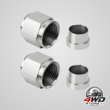 6AN female hardline tube nut and sleeve fitting, stainless steel for 3/8 inch OD tubing, 2 pcs