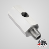 1/8 NPT oil pressure sensor tee adapter, stainless steel female to male with female port, silver