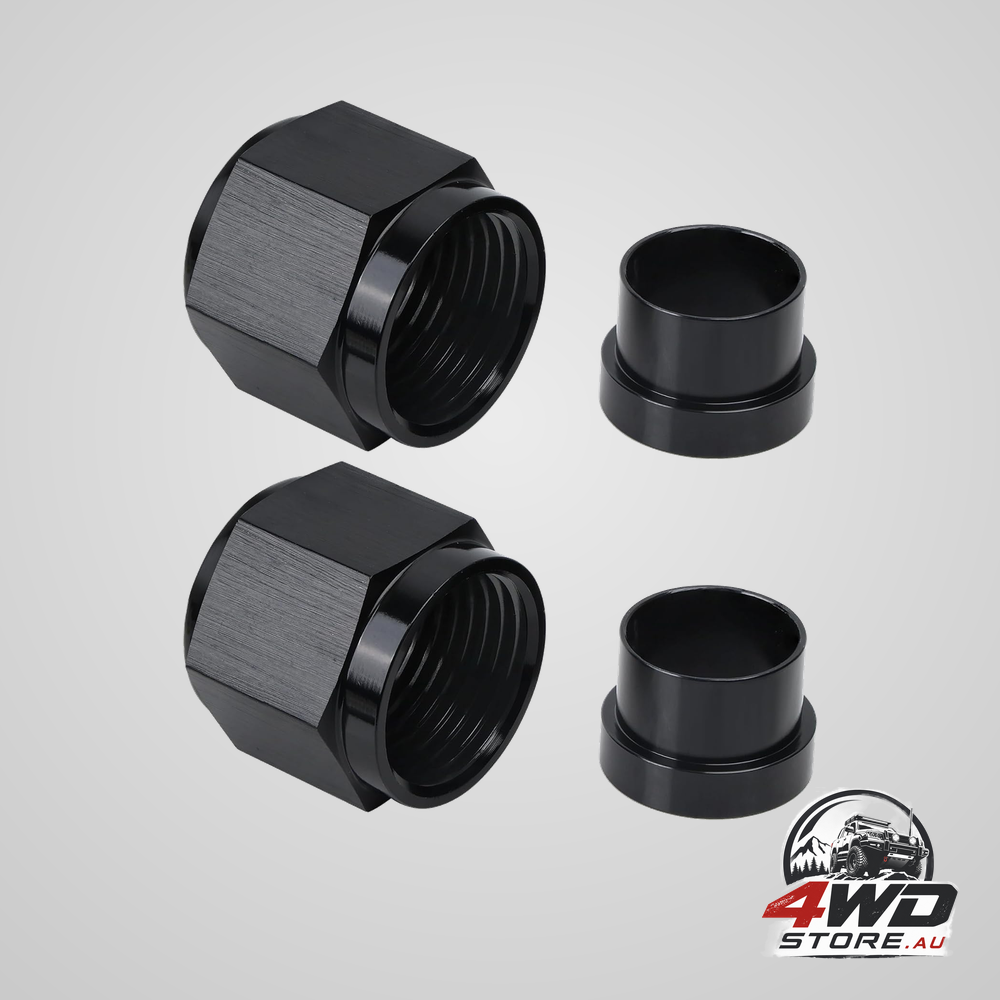 6AN female hardline tube nut and sleeve aluminium fitting for 3/8 inch OD tubing, 2 pcs