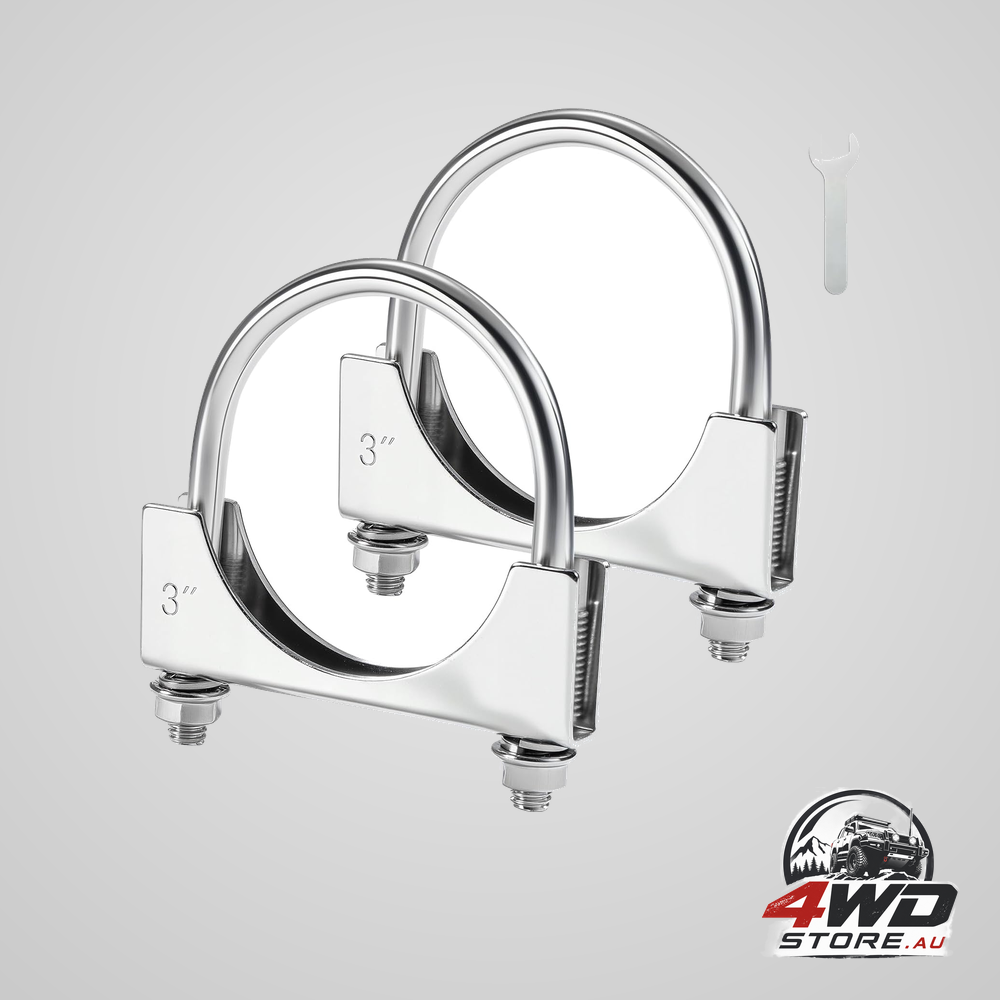 3 inch heavy duty U-bolt exhaust clamp, stainless steel saddle style muffler clamps, 2 pcs