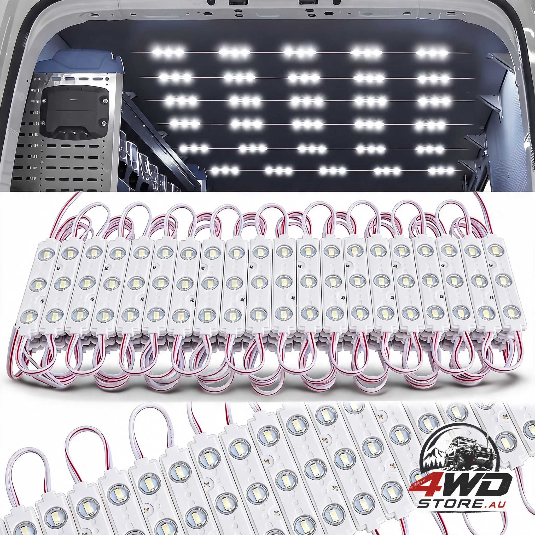 12V 300 LED interior van light kit, white ceiling lighting for RV, truck and boats, 100 modules