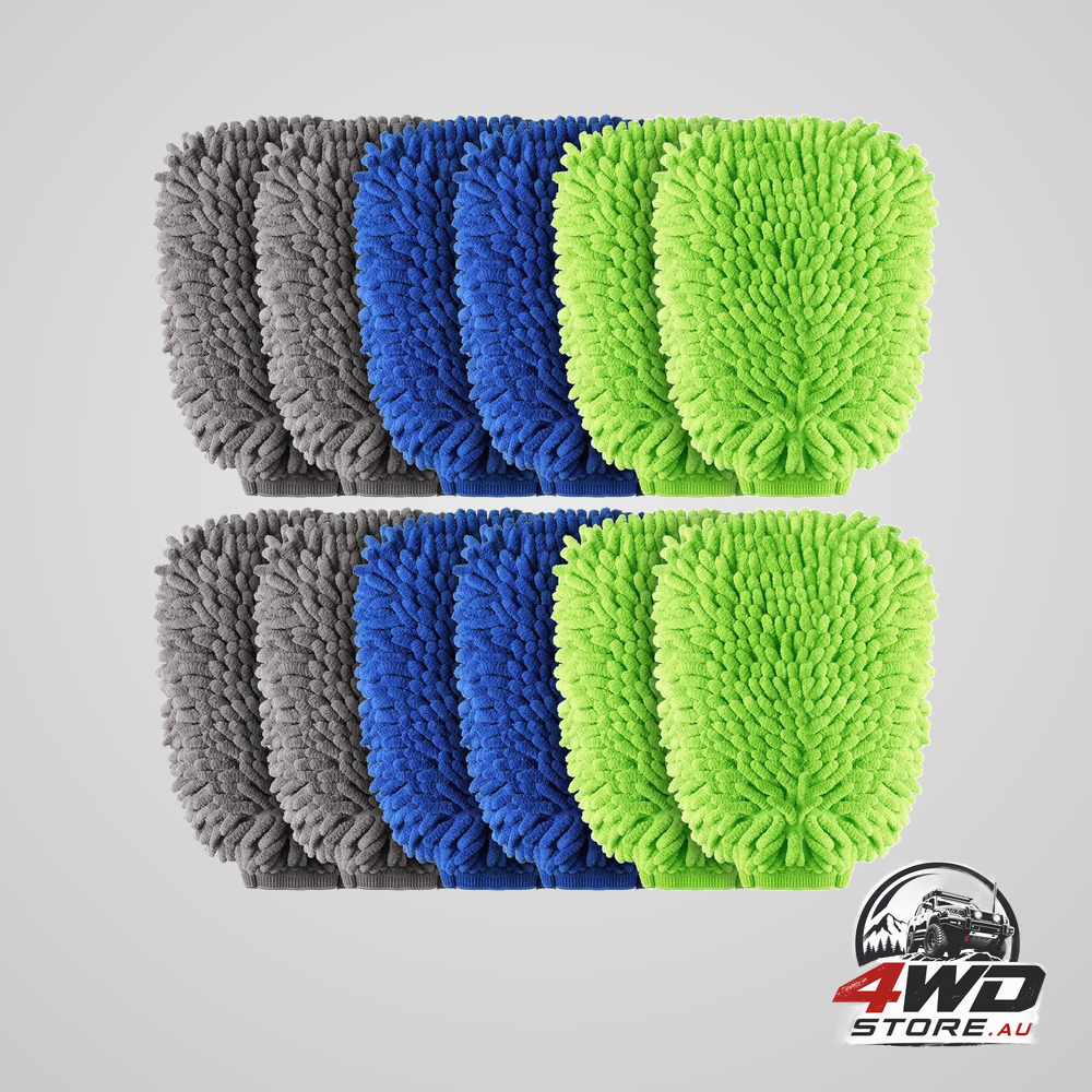 12 pcs microfibre car wash mitts, chenille scratch-free ultra absorbent sponge cloths