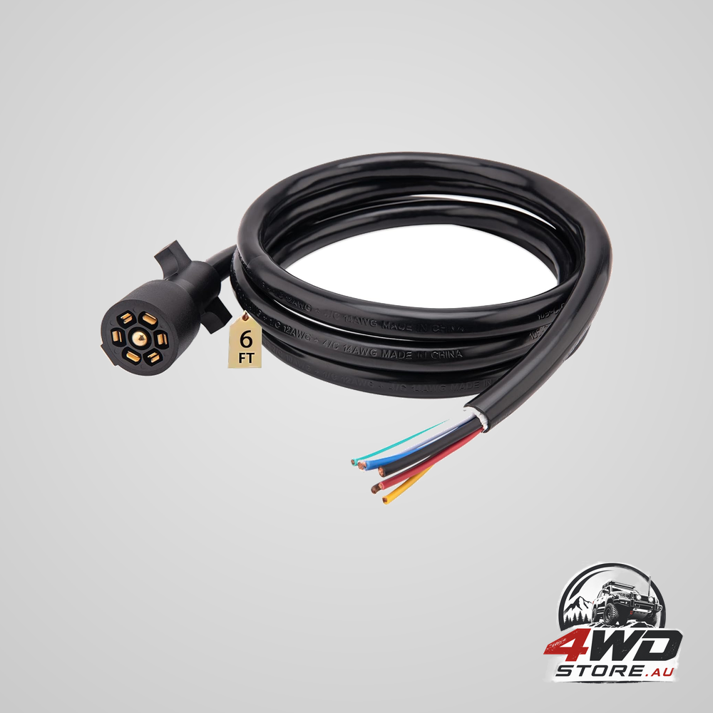 Trailer wiring harness, 7 pin plug 7 way wire, 6 feet for RV trailers and caravans