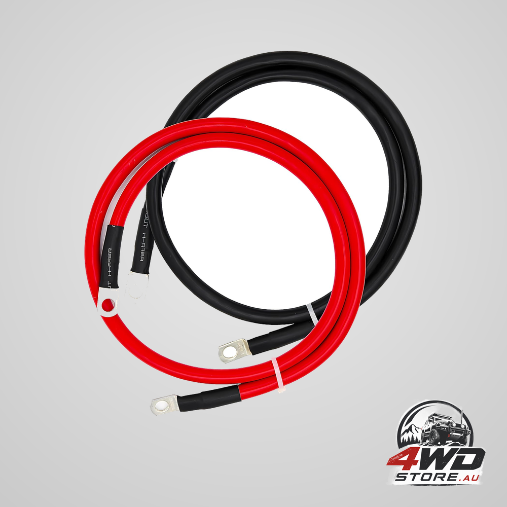 4 AWG battery cable, 3ft with 5/16 inch ring terminals for solar, RV, auto and marine