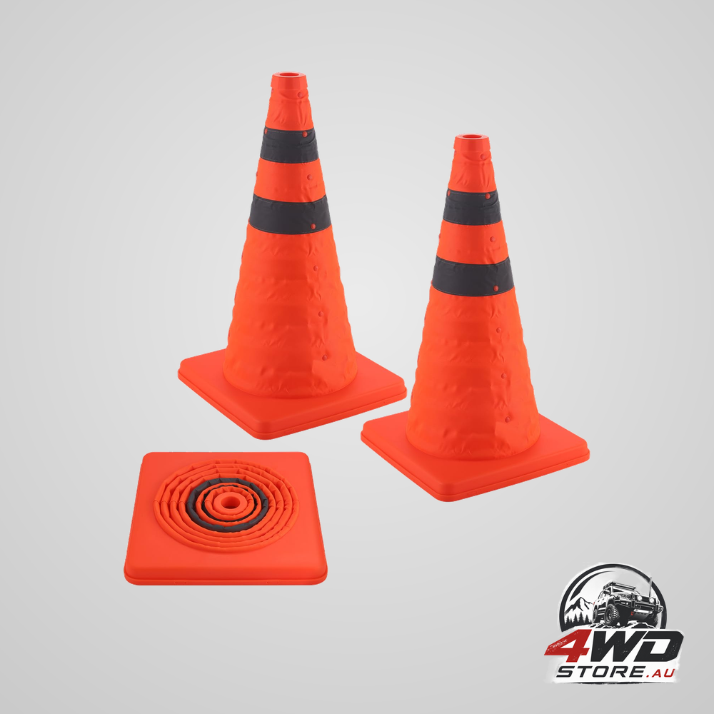 18 inch collapsible orange traffic cones with reflective collars for parking, 2 pcs
