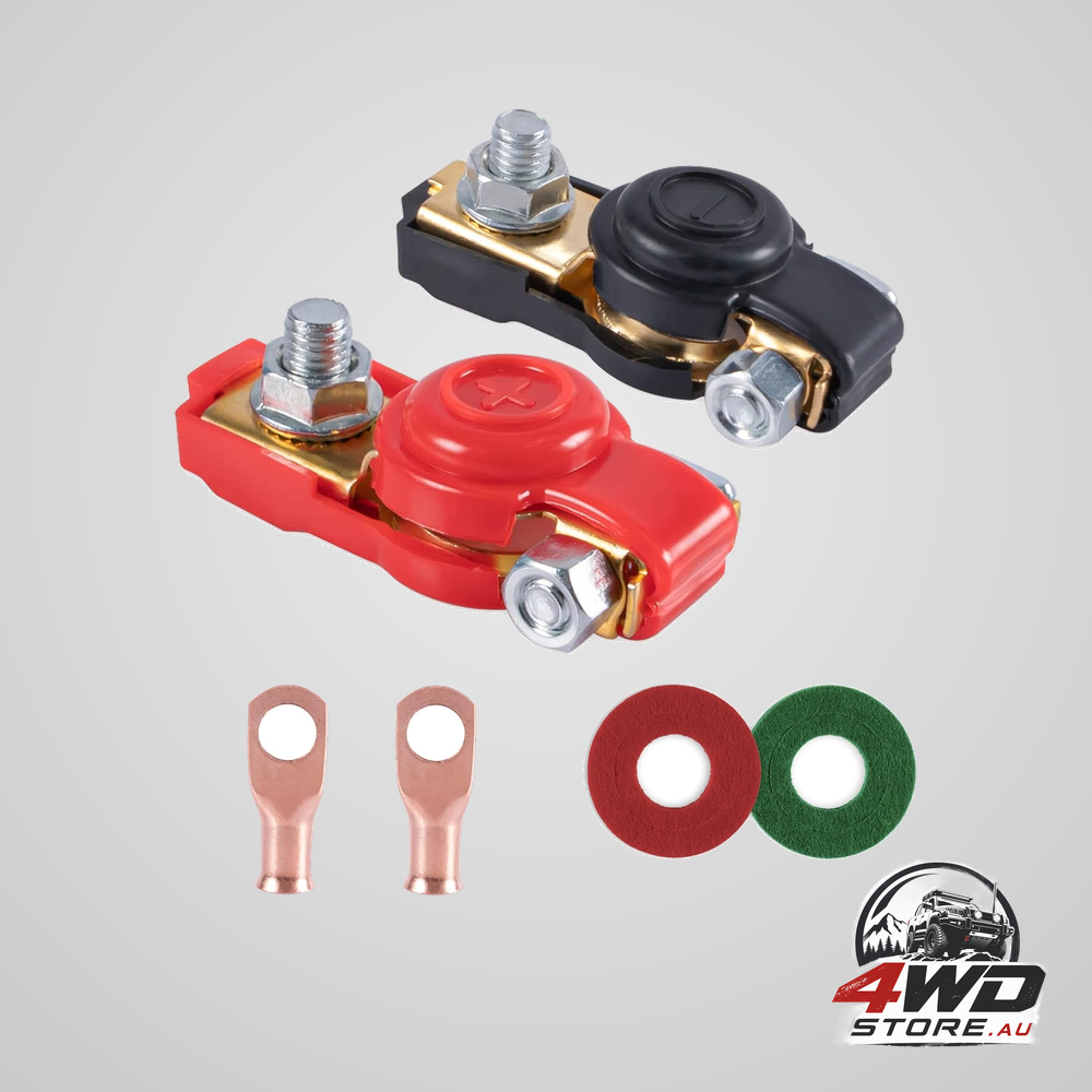 Car battery terminal connector kit, pure copper positive and negative cable ends with covers