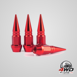 45mm spiked aluminium stem valve caps, 4 pcs dustproof tyre wheel caps, red