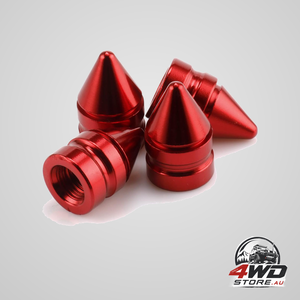Car tyre valve caps, 4 pcs universal aluminium alloy dust covers for cars and trucks, red