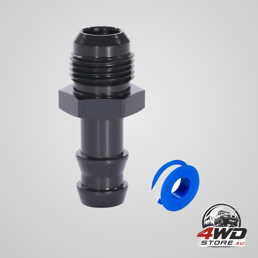 10AN male flare to 5/8 hose barb straight fitting adapter, aluminium, black