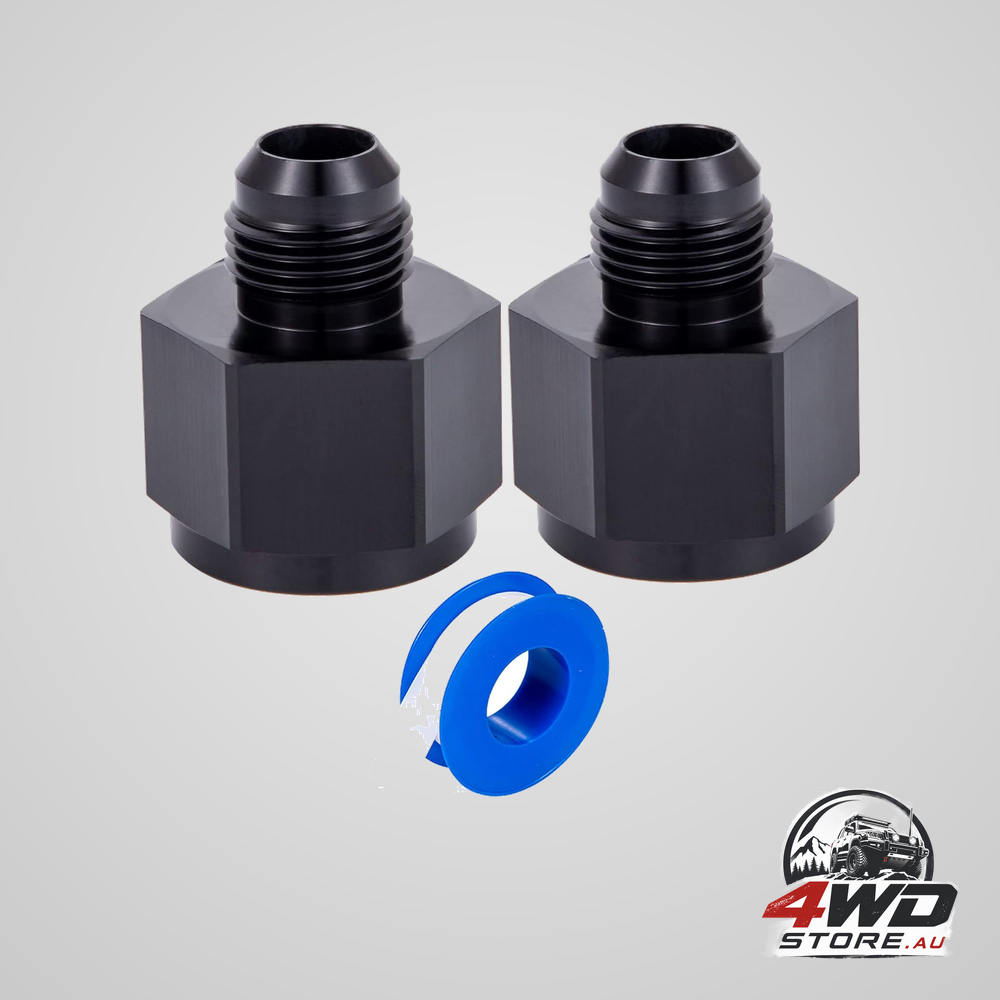 12AN female to 8AN male flare reducer adapter fitting, aluminium, black, 2 pcs