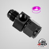 6AN male flare to 6 female swivel with 1/8 NPT gauge port fuel pressure adapter, aluminium