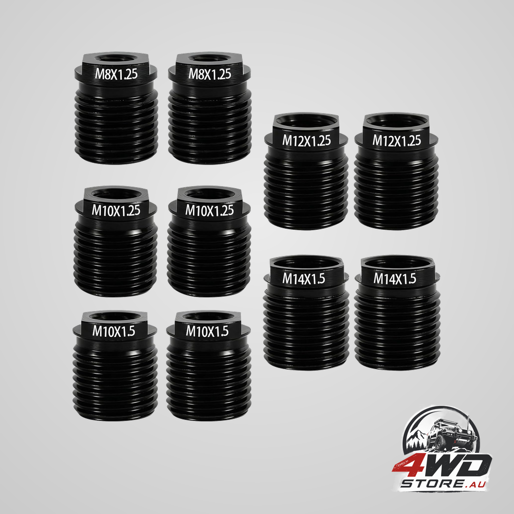 10 pcs gear shift knob adapter kit, aluminium M10x1.25 M12 M14 thread adapters