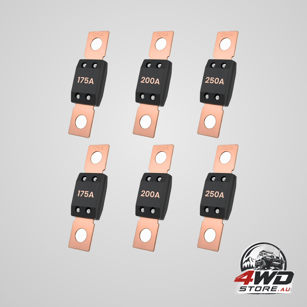 6 pcs MEGA AMG high current bolt-on fuses, 175A 200A 250A for cars, trucks and boats