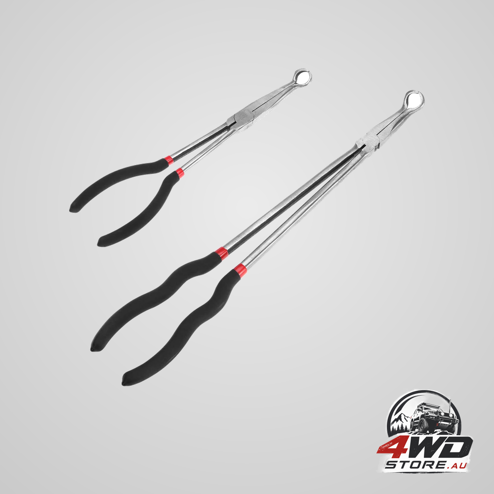 Offset spark plug boot removal plier, 5/8 inch opening, 11 and 16 inch for tight spots