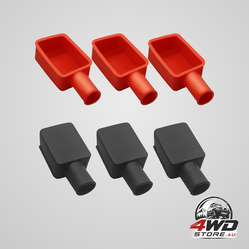 6 pcs battery terminal cover, soft rubber positive and negative stud caps for car, red and black